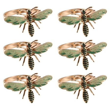 

Napkin Buckle | 6pcs Dragonfly Napkin Rings | Honey Bee Napkin Holder Gold Napkin Holder Rings For Table Decor Pastoral Style Rhinestone Tissue Ring