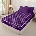 thumbnail image 2 of Erosebridal Dark Grid Pattern Zipper Full Size Comforter Sets with Fitted Sheet and 2 Pillowcases,Square Lattice Print Zipper Bedding Set,Purple Black,Black Reversible, 2 of 6