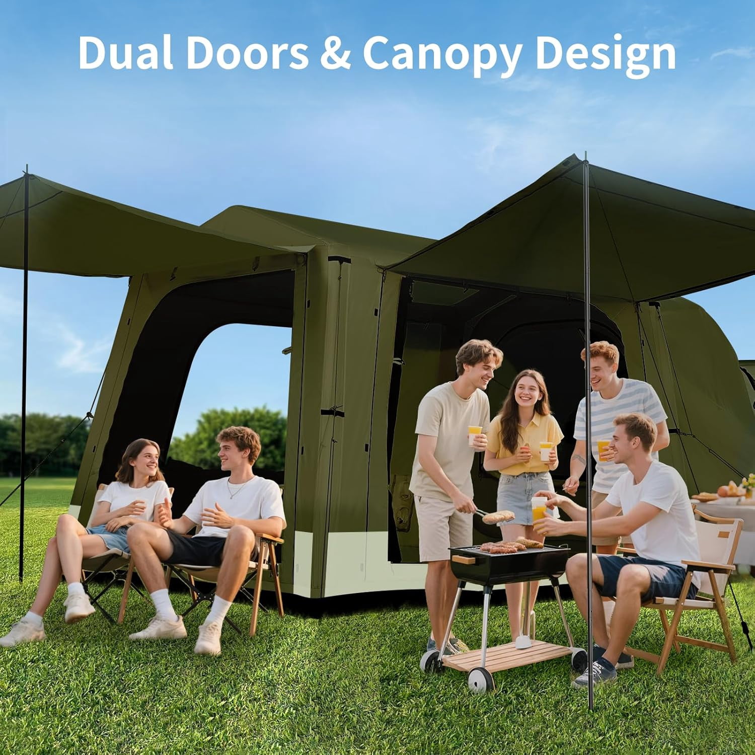 Bronkige 4/6/8 Person SUV Tent, Easy Setup & Spacious SUV Tailgate Tent with Large Mesh Windoors, Rainfly & Awning, Perfect for Family & Group Outdoor Adventures