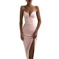 thumbnail image 4 of Arvbitana Women's V-Neck Spaghetti Strap Cocktail Bodycon Dress High Waist Backless Slit Long Dress, 4 of 5