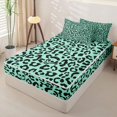thumbnail image 2 of Castle Fairy Abstract Leopard Skull Zipper Queen Comforter Set with Fitted Sheet and 2 Pillowcases,Mint Cheetah Print Zipper Bedding Set,Mint Black,4 Pieces, 2 of 6