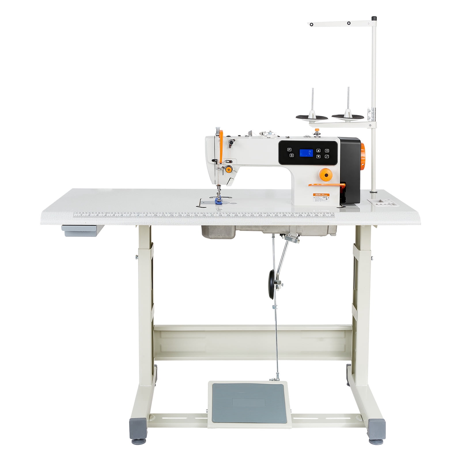 KFFKFF Industrial Sewing Machine, 550W Lockstitch Set with Servo Motor and Table Stand, 5000 SPM High-Speed Operation, Durable Metal Frame, LCD Display, LED Illumination, Suitable for Cotton, Wool