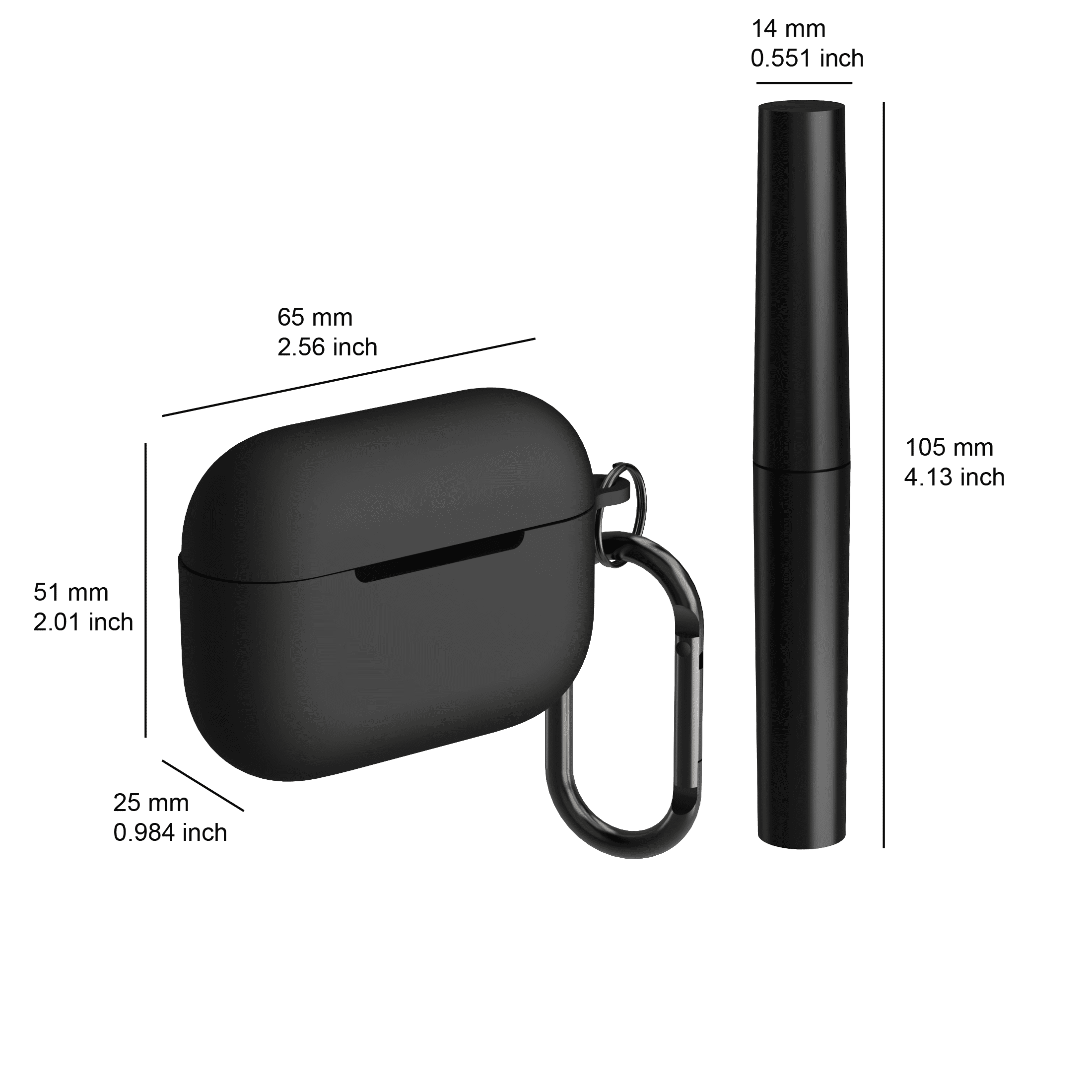 Zsou AirPods Pro Generation 1 & 2 Protective Silicone Case with Carabiner and Multi-Function Cleaning Tool, Black