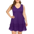 thumbnail image 1 of Mini vestido sin mangas sólido informal de verano con estilo para mujer de talla grande OAVQHLG3B Store lin121212, 1 of 4