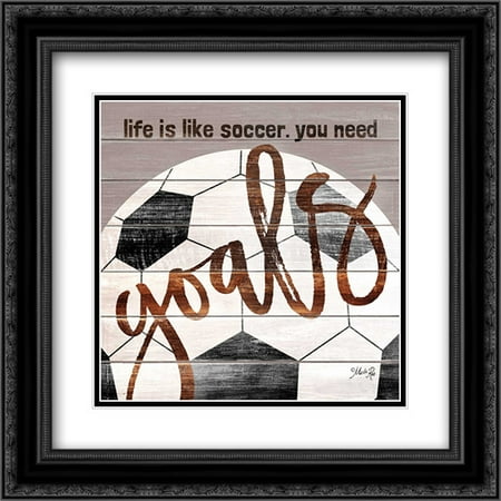 Soccer Goals 2x Matted 20x20 Black Ornate Framed Art Print by Rae,