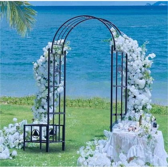 Kojem Metal Arch Garden Arch Arbor Trellis with Planter Boxes for Climbing Plants Lawn Party Ceremony Wedding Decoration Steel