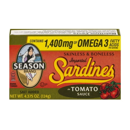 Season Brand Sardines in Tomato Sauce, 4.375 OZ