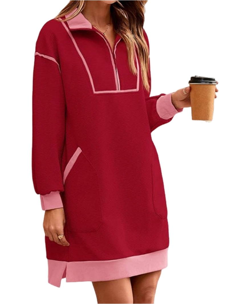 oversized zipper dress Brown Zipper Sweatshirt Dress BLANK