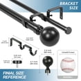 thumbnail image 3 of Urbanest Adjustable Double Curtain Rod Set Steel Ball Manhattan Finials – 1″ Front & 5/8 Back Rod With Black Rod, 48–84 Inches, 3 of 6