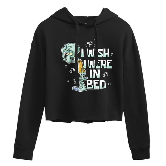 SpongeBob SquarePants - Squidward Bed - Juniors Cropped Pullover Hoodie