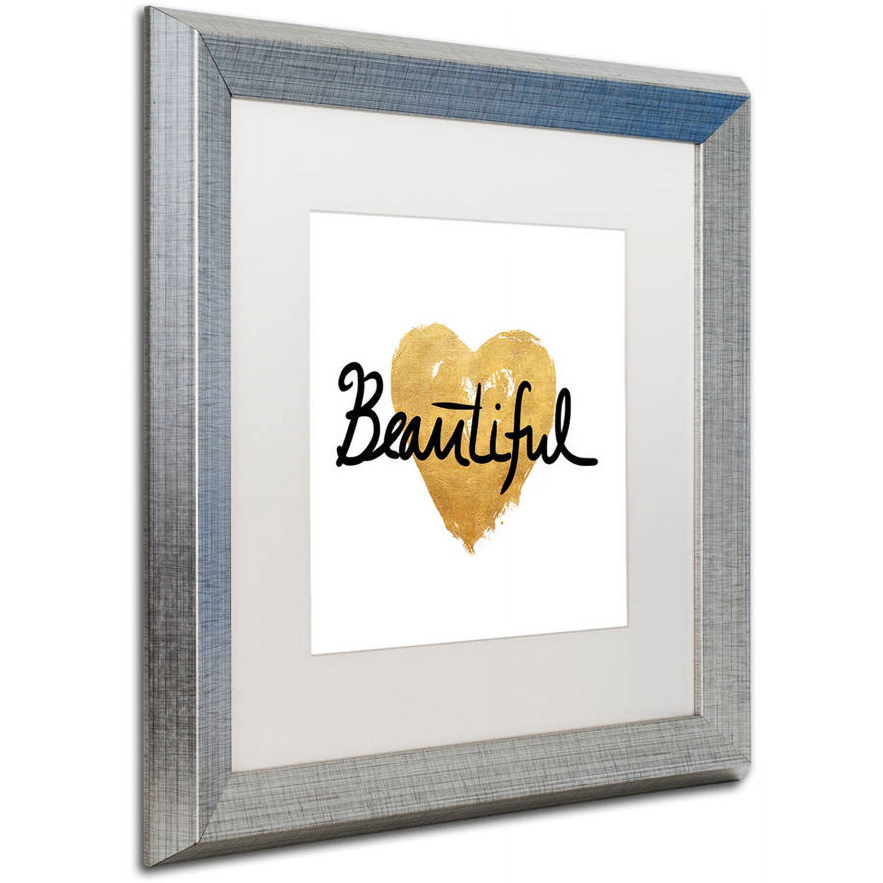 Trademark Fine Art "Beautiful On White" Canvas Art by Lisa Powell Braun, White Matte, Silver Frame