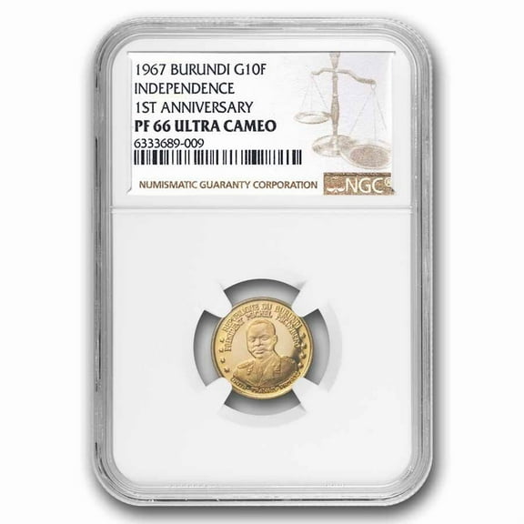 1967 Burundi Gold 10 Francs 1st Anniv. of Independence PF-66 NGC