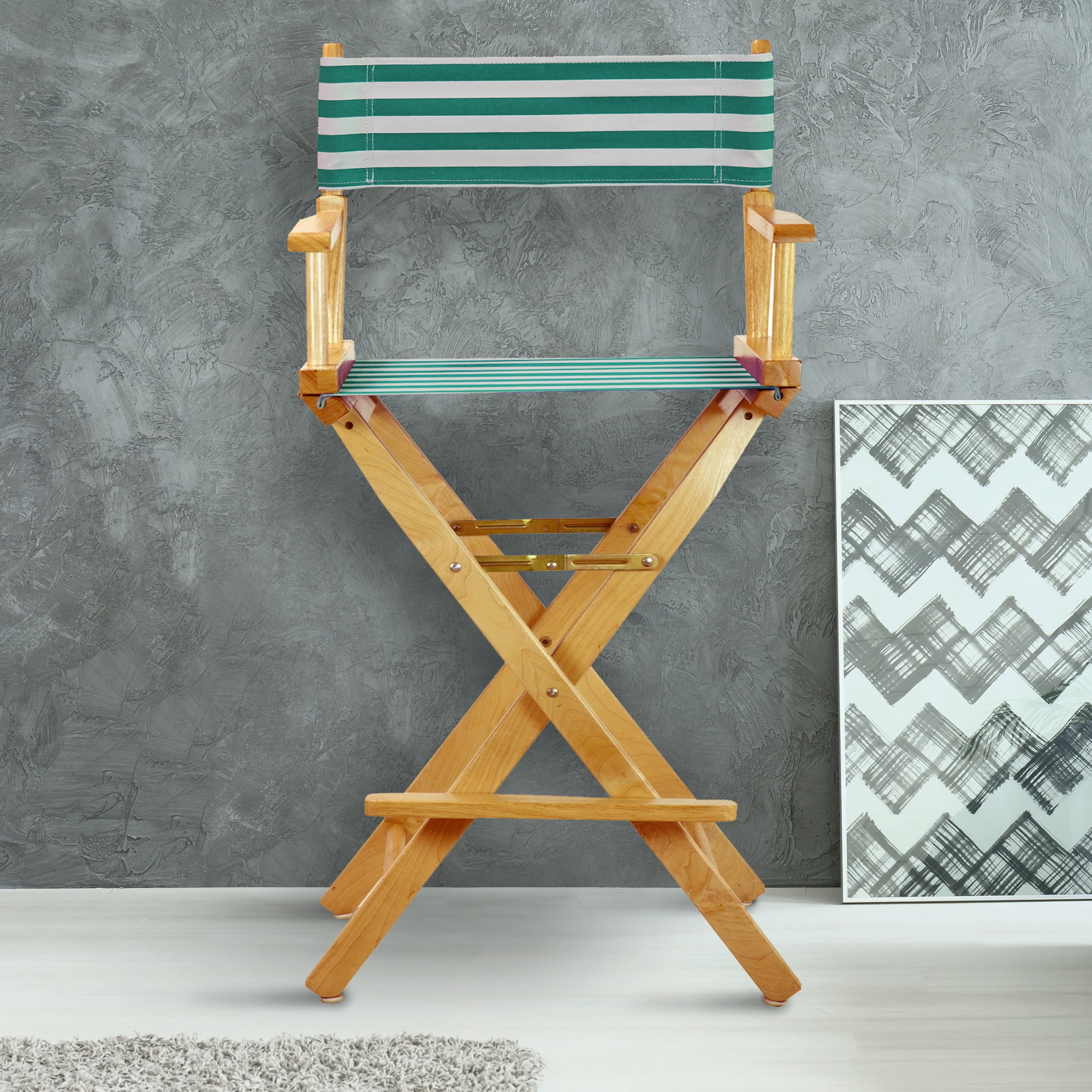 30" Director's Chair Natural Frame-Teal Cabana