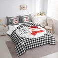 thumbnail image 3 of Manfei Kawaii Snowman Bedding Comforter Set 7 Pieces for Kids, Black White Checkered Queen Bedding Sets, Christmas Xmas Queen Sheet Sets, Ultra Soft Home Decor, 3 of 8