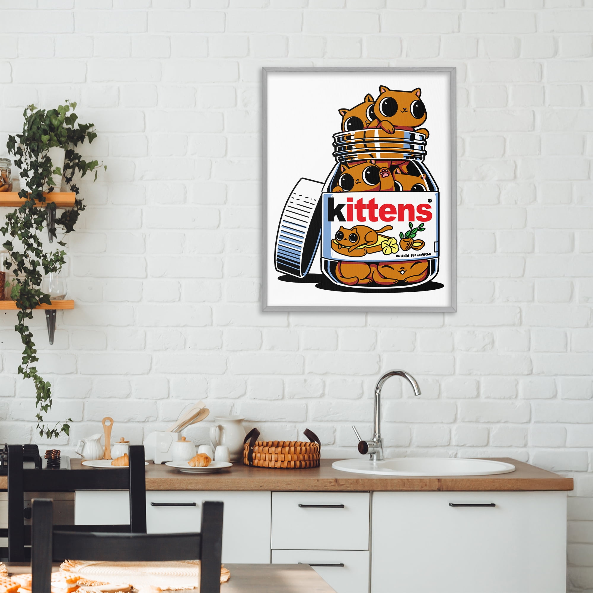 Stupell Industries Hazelnut Spread Cats Gray Framed Giclee Art, design by Tobe Fonseca
