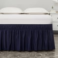 thumbnail image 3 of RUseeN Wrap Around Ruffled Bed Skirt with Adjustable Elastic Belt - 15 Inch Drop Easy to Put On, Wrinkle Free Bedskirt Dust Ruffles, Bed Frame Cover for Queen Size Beds, Navy, 3 of 7