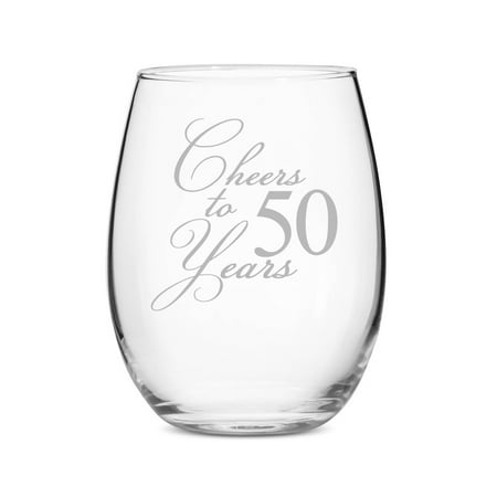 

Birthday Wine Glass - Cheers to 50 Years Stemless 15 oz Wine Glass