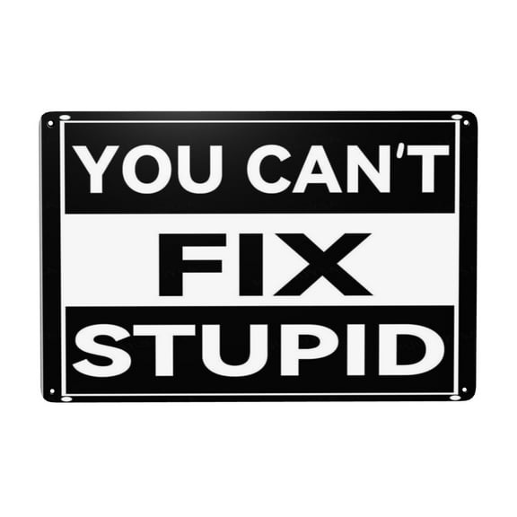 Warning Vintage Metal Tin Sign You Can't Fix Stupid Rust Free Metal Aluminum Signs Outdoor Metal Tin Sign For Home Business Yard Farm 8x12 Inch