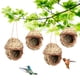thumbnail image 1 of Nidos de pájaros colgantes, 4 casas nido de colibrí tejidas a mano, cabañas de pájaros tejidas con césped natural, lugar de descanso acogedor para jardín, patio, ventana, 1 of 7