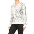 thumbnail image 3 of Womens Long Sleeve Sequin Front Zip Jacket Long Sleeve Ribbed Cuffs Outerwear Tops, 3 of 5