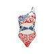 thumbnail image 4 of Traje de baño de una pieza con estampado de contraste hueco para mujer Traje de baño de playa que moldea la forma del cuerpo, 4 of 4