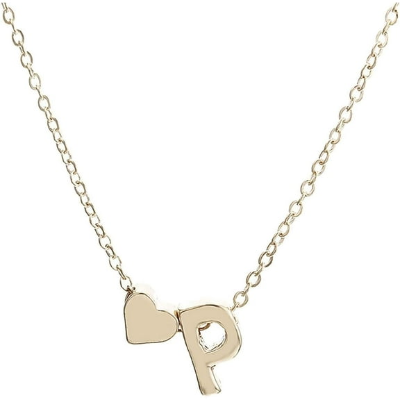 Clearance Gold Heart Initial Necklace for Women, Valentines Day Gifts for Women Heart Initial A-Z Necklace Pendant Birthday GiftP
