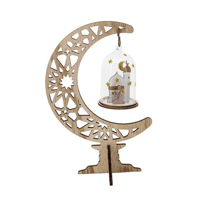Adorno de madera para Eid Mubarak: manualidades para decorar mesas de festivales. B