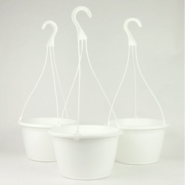 10 Inch Plastic Hanging Basket White (3 Pack)