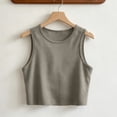 thumbnail image 6 of MGDXOX Women's Basic Round Neck Crop Tank Top Form Fitting Sleeveless Blouse Casual Cropped Layering Top for Everyday Wear Beige XXL, 6 of 8