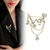 Eoperou Women Brooch Rhinestone Decor Angel Stainless Chain Anti-slip Wear-resistant Coat Collar Hat Scarf Decoration Clothes Pin Garment Jewelry