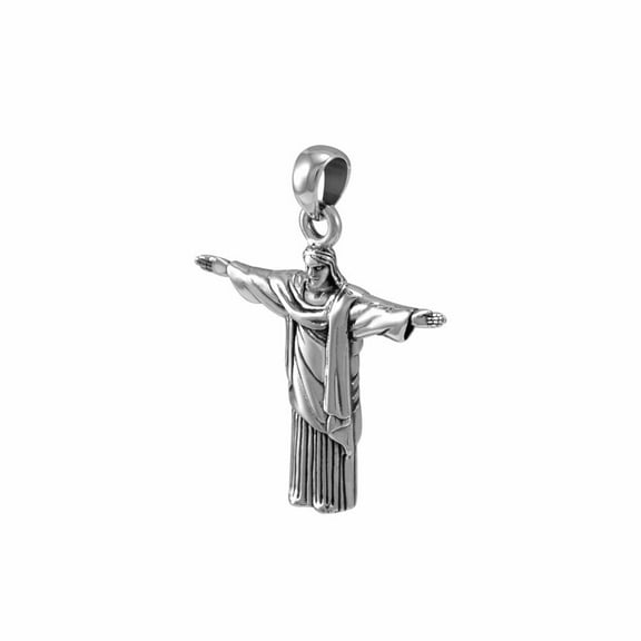 Christ The Redeemer 3D Pendant Cross 925 Sterling Silver Fine Religious Jewelry