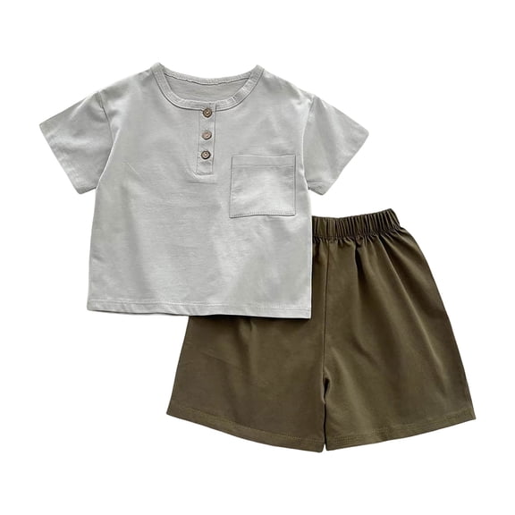 Toddler Boy Summer Outfit for 6-12 Months Toddler Boy Girls SummerLittle Hero Short Sleeve Letter T Shirt Top Elastic Shorts Set Casual 2Pcs Outfits Cartoon Print 2PCS Set Gift,A184-Green
