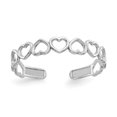 thumbnail image 1 of 14k White Gold Heart Adjustable Toe Ring Open Midi, 1 of 9