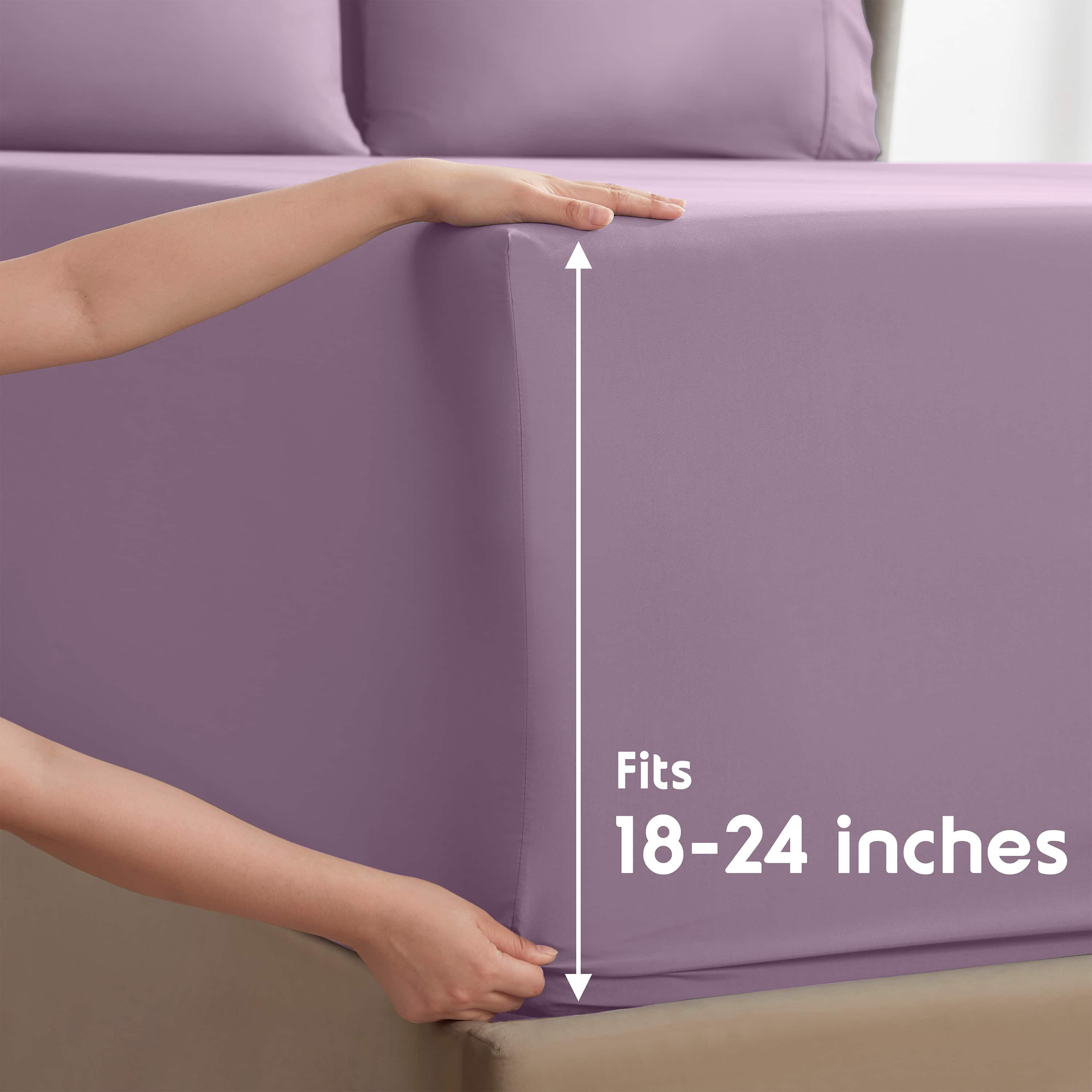 LammaLoe Extra Deep Pocket Split King Sheets set, Fits 18"-24" Mattress, 7 Piece Soft Microfiber Bed Sheet Sets, Lavender Dream