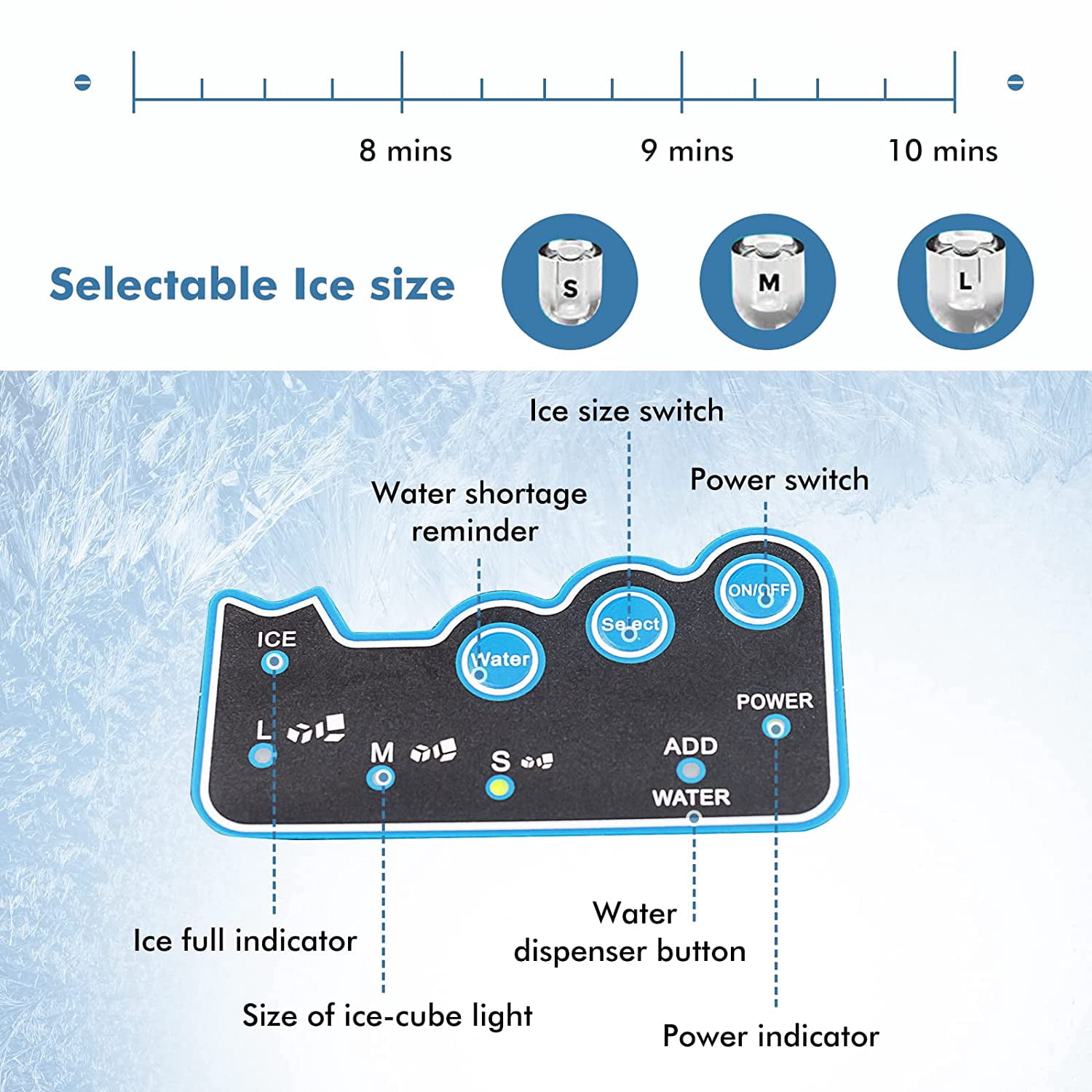 2-in-1 Stainless Steel Ice Maker with Water Dispenser, Daily 48LBS Ice Production, Portable Countertop Ice Machine, Adjustable Ice Size, Fast Ice Making & Cold Water Dispensing for Home Kitchen Offic