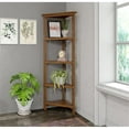 thumbnail image 2 of New Ridge Home Goods 4-tier Corner Traditional Wooden Bookcase in Walnut, 2 of 6