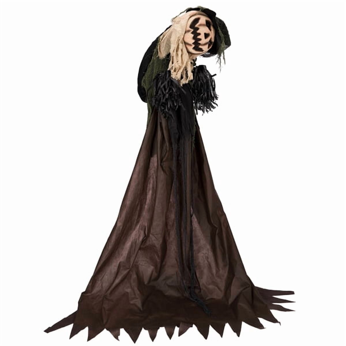 5.7ft Life-Size Halloween Animatronic Wizard, Sound-Activated (Moving Head + Red LED Eyes + Scary Male Voice), for Yard/Haunted House/Party