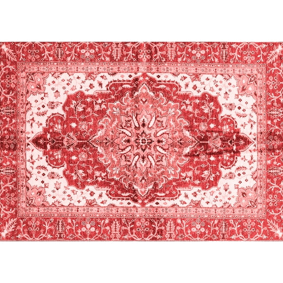 Ahgly Company Machine Washable Indoor Rectangle Persian Red Traditional Area Rugs, 5' x 7'