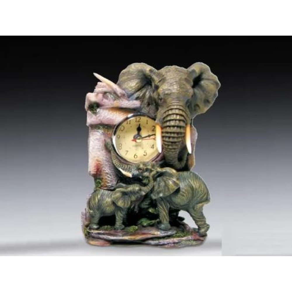 Elephant Desk Clock Figurine New