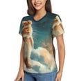 thumbnail image 2 of Honeii Starry Sky Cloud Cute Rabbit Print Women's Classic V-Neck T-Shirt,Womens Fashion Tops,Stylish Everyday Top for Women, Casual Summer Spring Outfits Clothes-3X-Large, 2 of 5