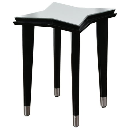 Constellation Star - Mirrored Top 4 Leg Side Table - Black/White Finish