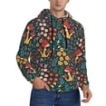thumbnail image 2 of Rateoe Mushrooms And Flowers Pattern Mens Hoodie, Pullover Hooded Sweatshirt, Kangaroo Pocket Hoodie Ideal for Daily Wear, Travel and Home-Small, 2 of 7