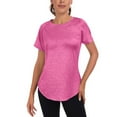 thumbnail image 2 of Htigea Clearance Women's Short Sleeve T-Shirt Moisture Workout Athletic Running Shirts Hot Pink,2XL, 2 of 5