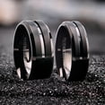 thumbnail image 3 of Metals Jewelry Men's / Women's Stainless Steel 6mm Wedding Band Center Grooved Black Plated Ring Size 11, 3 of 8