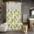 thumbnail image 3 of Spring Summer Lemon No Hook Shower Curtain with Snap in Liner Leaf Flower White Wood Grain Waterproof Bathroom Shower Curtain with See Through Top Window for Bathtub 54" x 78", 3 of 9
