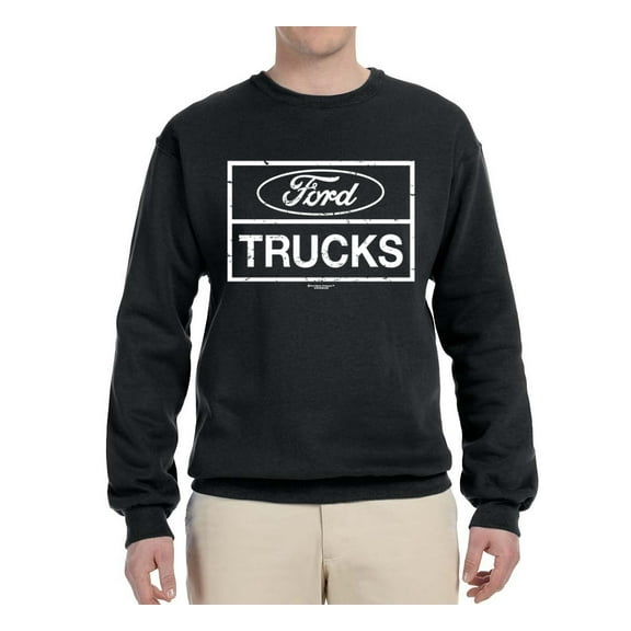 Wild Bobby, Ford Trucks White Sign, Cars and Trucks, Unisex Crewneck Graphic Sweatshirt, Black, Small