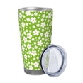 thumbnail image 2 of Picia Green White Flowers Pattern 20 oz Tumbler Stainless Steel Vacuum Insulated Coffee Ice Cup Double Wall Travel Flask Dual Lid Water Bottle, Eco-friendly Car Cup, 2 of 8