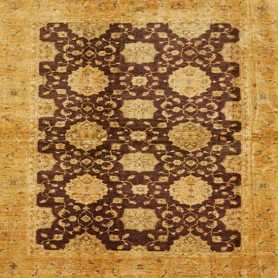 Ahgly Company Indoor Square Abstract Orange Oriental Area Rugs, 4' Square