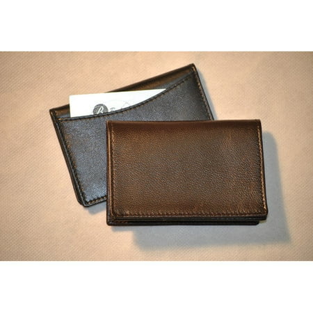 Budd Leather US 7463-1 Soft Napa Gusseted Card Case with Window - Black