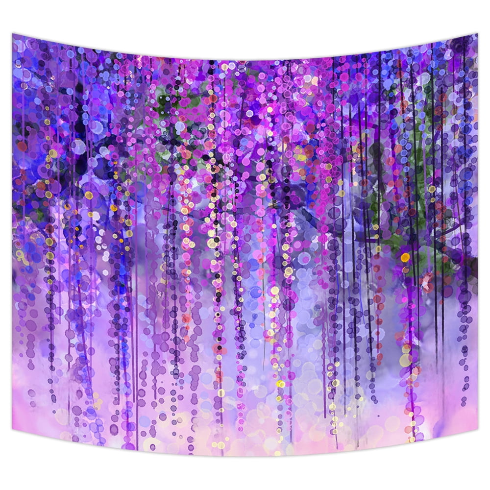 YKCG Wisteria Flowers Tree Purple Violet Floral Wall Hanging Tapestry